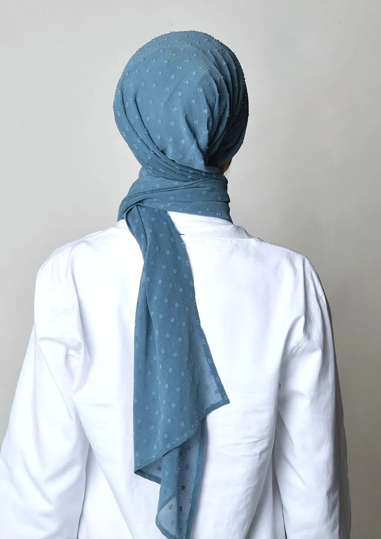 Blue Stone- Cap Shawl- Mosaic Butti Chiffon