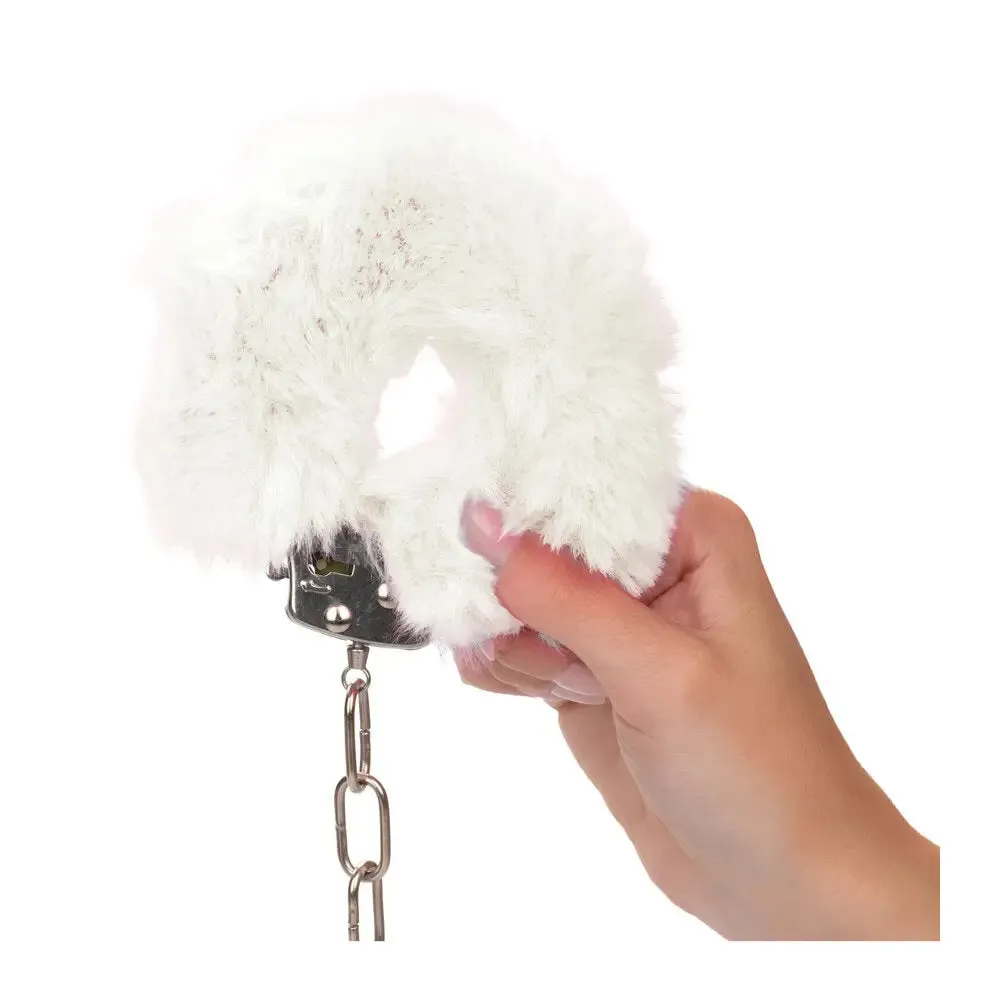 California Exotic White Ultra Fluffy Furry Metal Cuffs with 2 Keys