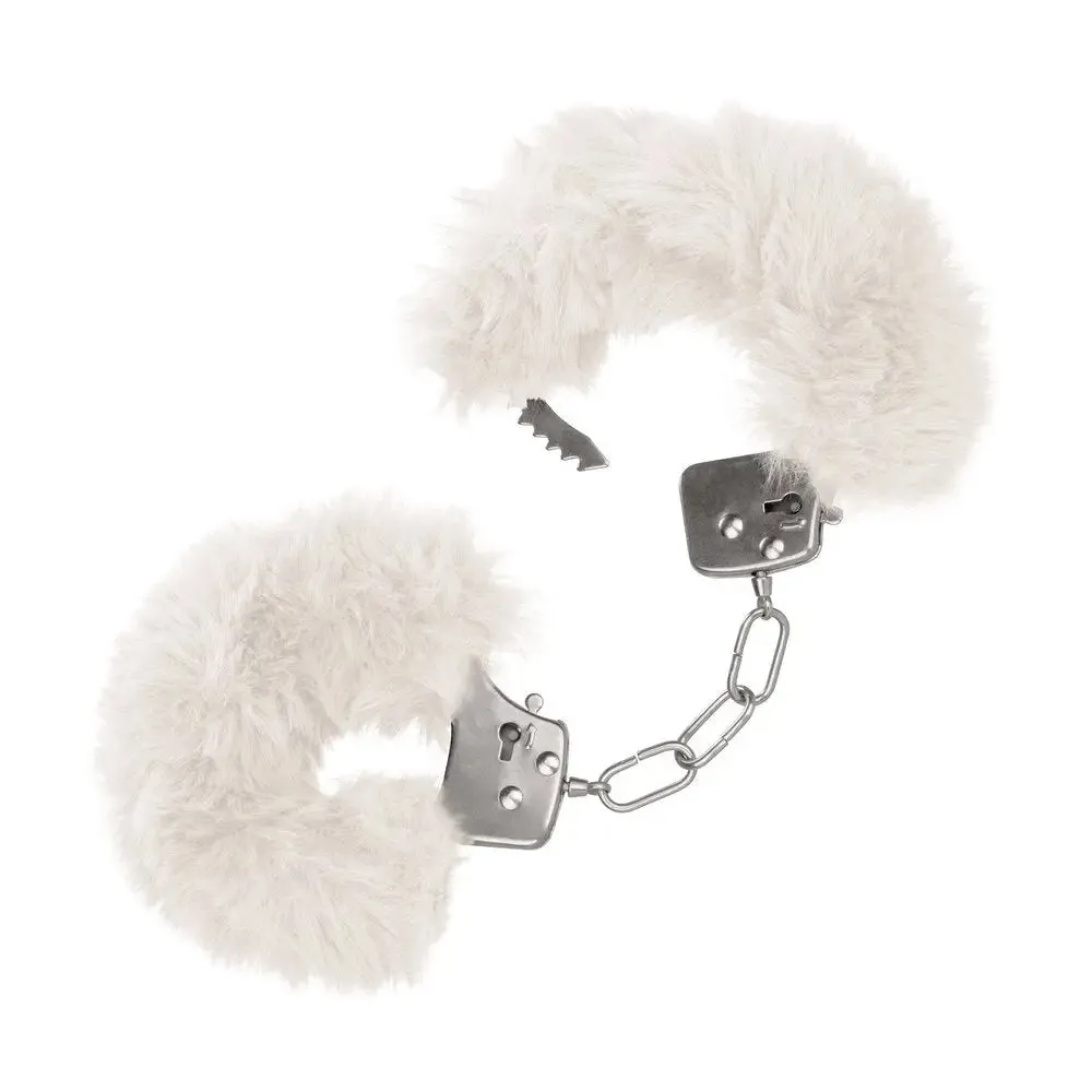 California Exotic White Ultra Fluffy Furry Metal Cuffs with 2 Keys
