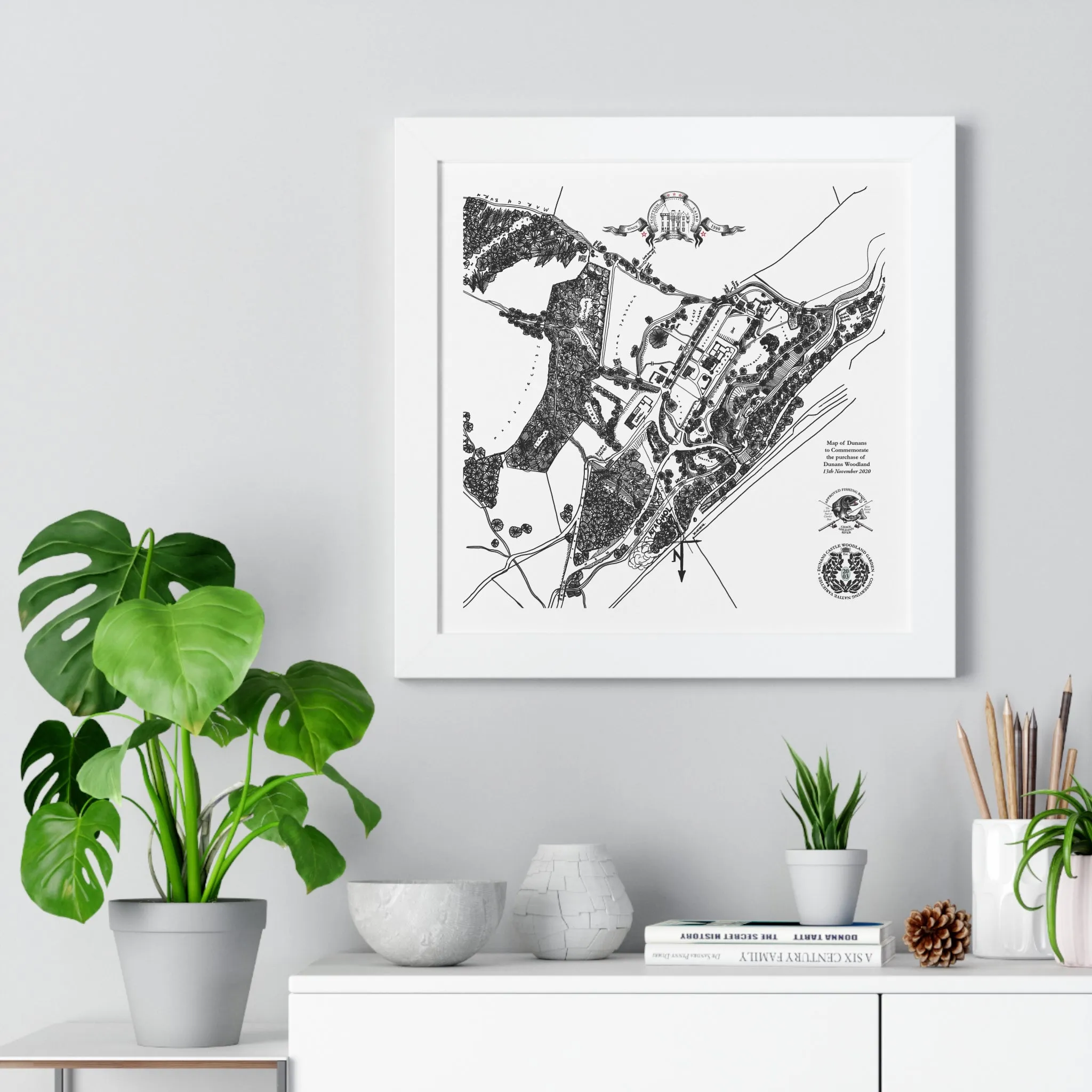 Commemorative Map of Dunans Castle and Woodland, Framed