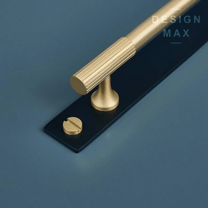 Modern Matte Brass Solid Brass Cabinet Pull with Backplate