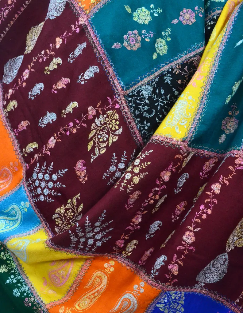 Multicoloured Pashmina Shawl With Sozni Work 5676