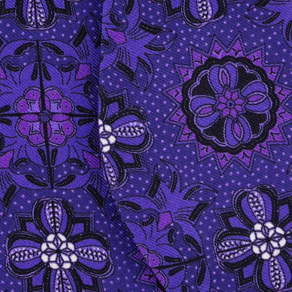 Purple Floral Abstract Motif Self Tie Silk Bow Tie
