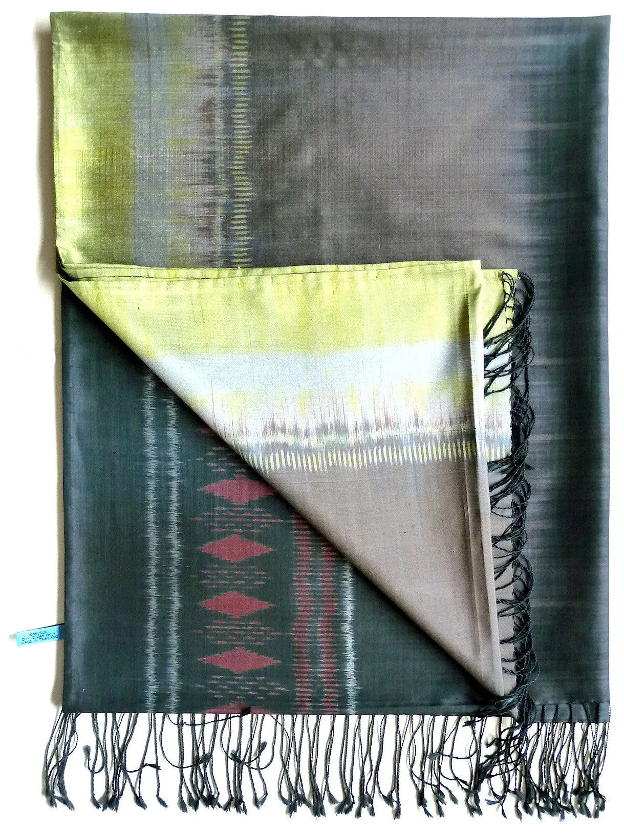 Silk Ikat Shawl Or Throw Burnt Orange Geometric