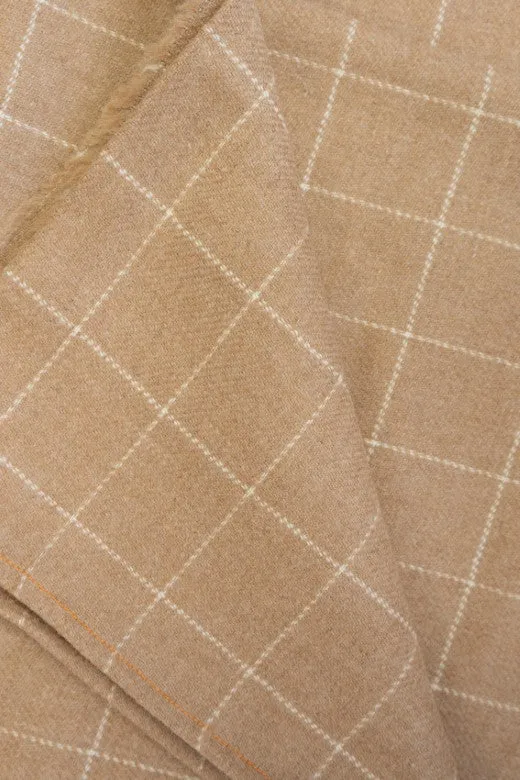 Wool Camel Check Fine Weave Scarf