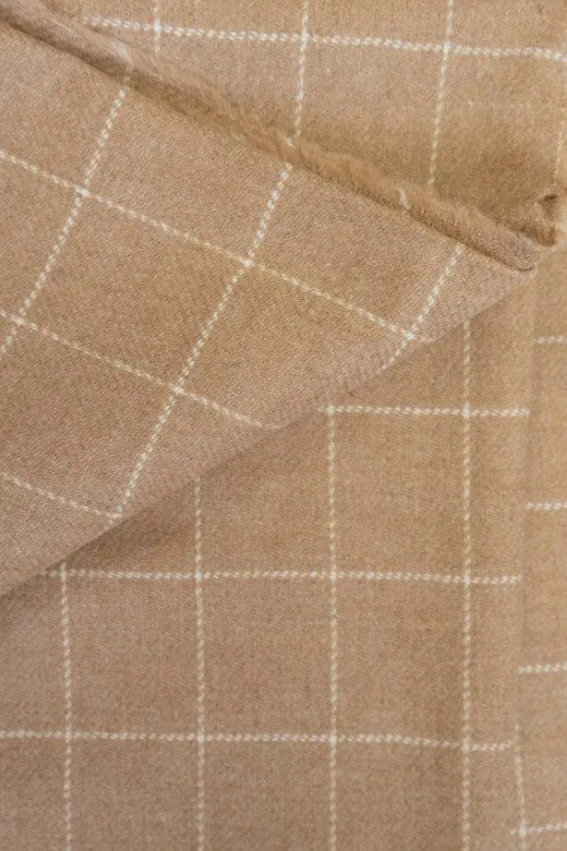 Wool Camel Check Fine Weave Scarf